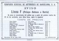 Tarifas de la lnea F, ao 1930